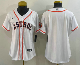 Women's Houston Astros Blank White With Patch Stitched MLB Cool Base Nike Jersey