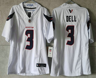 Women's Houston Texans #3 Tank Dell Limited White FUSE Vapor Jersey