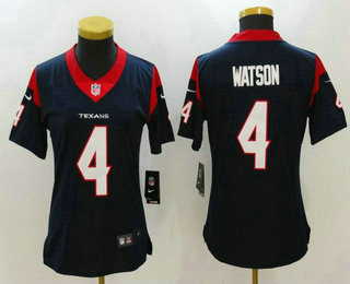 Women's Houston Texans #4 Deshaun Watson Navy Blue 2017 Vapor Untouchable Stitched NFL Nike Limited Jersey