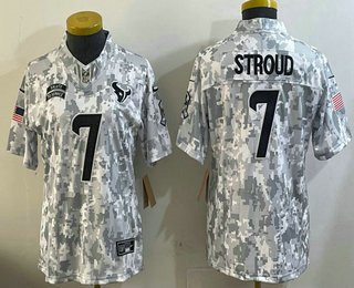 Women's Houston Texans #7 CJ Stroud 2024 FUSE Arctic Camo Salute to Service Limited Stitched Jersey