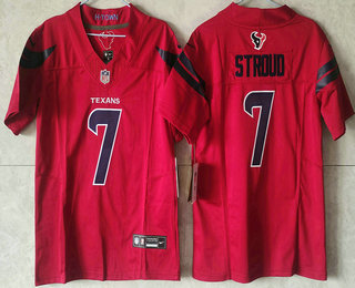 Women's Houston Texans #7 CJ Stroud White Limited Red 2024 FUSE Vapor Jersey