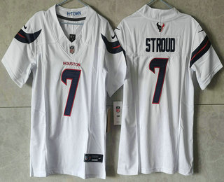 Women's Houston Texans #7 CJ Stroud White Limited White 2024 FUSE Vapor Jersey