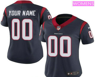 Women's Houston Texans Custom Vapor Untouchable Navy Blue Team Color NFL Nike Limited Jersey