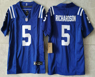 Women's Indianapolis Colts #5 Anthony Richardson Blue 2024 FUSE Vapor Limited Stitched Jersey