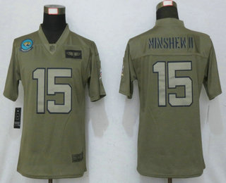 Women's Jacksonville Jaguars #15 Gardner Minshew II NEW Olive 2019 Salute To Service Stitched NFL Nike Limited Jersey