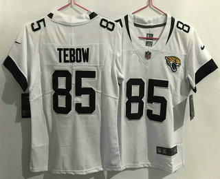 Women's Jacksonville Jaguars #85 Tim Tebow White 2021 Vapor Untouchable Stitched NFL Nike Limited Jersey