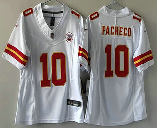 Women's Kansas City Chiefs #10 Isiah Pacheco White FUSE Limited Stitched Jersey
