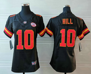 Women's Kansas City Chiefs #10 Tyreek Hill Black 2017 Vapor Untouchable Stitched NFL Nike Limited Jersey