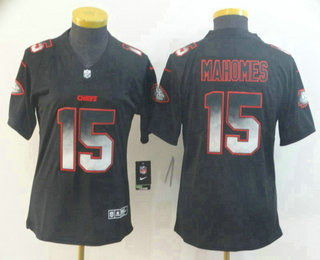 Women's Kansas City Chiefs #15 Patrick Mahomes II Black 2019 Vapor Smoke Fashion Stitched NFL Nike Limited Jersey