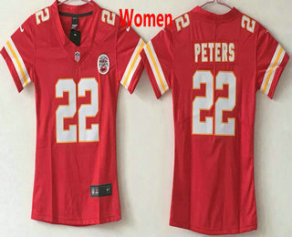 Women's Kansas City Chiefs #22 Marcus Peters Red Red 2017 Vapor Untouchable Stitched NFL Nike Limited Jersey