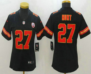 Women's Kansas City Chiefs #27 Kareem Hunt Black 2017 Vapor Untouchable Stitched NFL Nike Limited Jersey