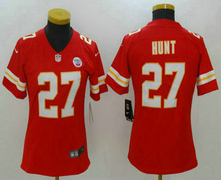 Women's Kansas City Chiefs #27 Kareem Hunt Red 2017 Vapor Untouchable Stitched NFL Nike Limited Jersey