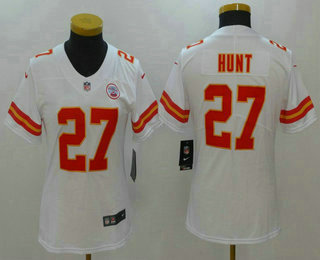 Women's Kansas City Chiefs #27 Kareem Hunt White 2017 Vapor Untouchable Stitched NFL Nike Limited Jersey