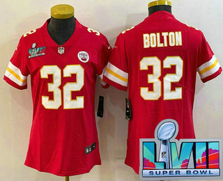 Women's Kansas City Chiefs #32 Nick Bolton Red Super Bowl LVII Patch Vapor Stitched Jersey