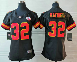 Women's Kansas City Chiefs #32 Tyrann Mathieu Black 2017 Vapor Untouchable Stitched NFL Nike Limited Jersey