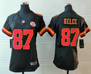 Women's Kansas City Chiefs #87 Travis Kelce Black 2017 Vapor Untouchable Stitched NFL Nike Limited Jersey