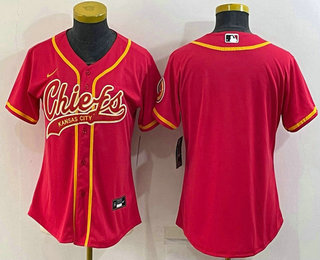 Women's Kansas City Chiefs Blank Red With Patch Cool Base Stitched Baseball Jersey