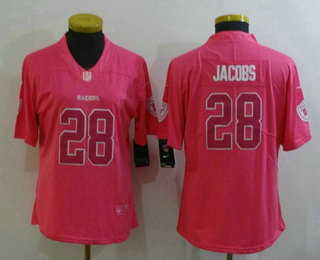 Women's Las Vegas Raiders #28 Josh Jacobs Pink Fashion 2017 Rush NFL Nike Limited Jersey