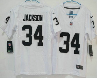 Women's Las Vegas Raiders #34 Bo Jackson Limited White Vapor Jersey