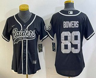 Women's Las Vegas Raiders #89 Brock Bowers Black Cool Base Stitched Baseball Jersey