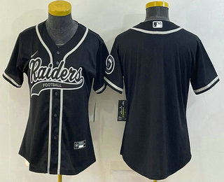 Women's Las Vegas Raiders Blank Black With Patch Cool Base Stitched Baseball Jersey