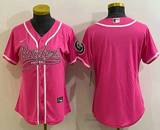 Women's Las Vegas Raiders Blank Pink With Patch Cool Base Stitched Baseball Jersey