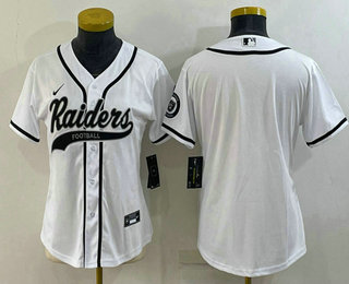 Women's Las Vegas Raiders Blank White With Patch Cool Base Stitched Baseball Jersey