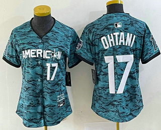 Women's Los Angeles Angels #17 Shohei Ohtani Number Teal 2023 All Star Cool Base Stitched Jersey