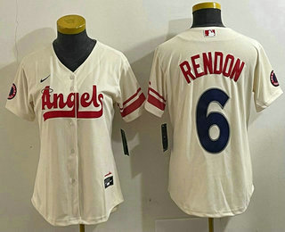 Women's Los Angeles Angels #6 Anthony Rendon Cream 2022 City Connect Cool Base Stitched Jersey