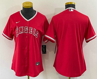 Women's Los Angeles Angels Blank Red Stitched MLB Cool Base Nike Jersey