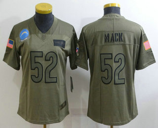 Women's Los Angeles Chargers #52 Khalil Mack Olive 2019 Salute To Service Stitched NFL Nike Limited Jersey