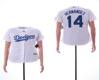 Women's Los Angeles Dodgers #14 Enrique Hernandez White Home Stitched MLB Cool Base Jersey