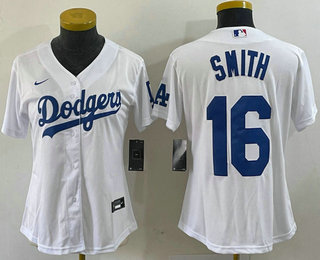 Women's Los Angeles Dodgers #16 Will Smith White Stitched Cool Base Nike Jersey