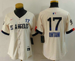 Women's Los Angeles Dodgers #17 Shohei Ohtani Cream 2024 City Connect Limited Jersey
