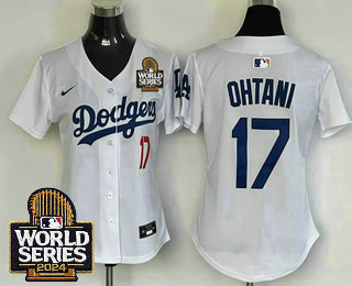 Women's Los Angeles Dodgers #17 Shohei Ohtani White 2024 World Series Limited Cool Base Stitched Jersey