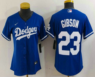 Women's Los Angeles Dodgers #23 Kirk Gibson Blue Cool Base Stitched Jersey