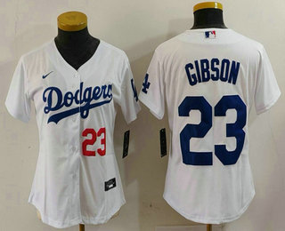 Women's Los Angeles Dodgers #23 Kirk Gibson Number White Cool Base Stitched Jersey