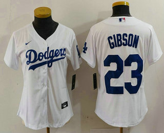 Women's Los Angeles Dodgers #23 Kirk Gibson White Cool Base Stitched Jersey