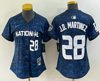 Women's Los Angeles Dodgers #28 JD Martinez Number Royal 2023 All Star Cool Base Stitched Baseball Jersey