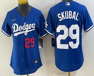 Women's Los Angeles Dodgers #29 Tarik Skubal Blue Cool Base Stitched Jersey
