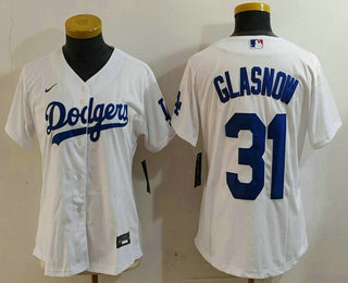 Women's Los Angeles Dodgers #31 Tyler Glasnow White Stitched Cool Base Nike Jersey