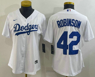 Women's Los Angeles Dodgers #42 Jackie Robinson White Stitched MLB Cool Base Nike Jersey