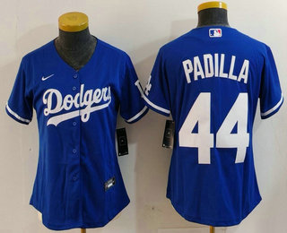 Women's Los Angeles Dodgers #44 Vicente Padilla Blue Cool Base Stitched Jersey