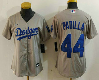 Women's Los Angeles Dodgers #44 Vicente Padilla Grey Cool Base Stitched Jersey