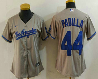 Women's Los Angeles Dodgers #44 Vicente Padilla Grey With los Cool Base Stitched Jersey