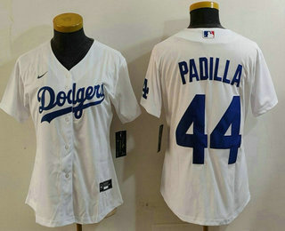 Women's Los Angeles Dodgers #44 Vicente Padilla White Cool Base Stitched Jersey