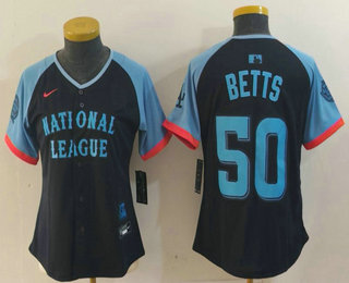 Women's Los Angeles Dodgers #50 Mookie Betts Navy 2024 All Star Limited Stitched Jersey