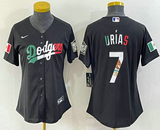 Women's Los Angeles Dodgers #7 Julio Urias Black Mexico 2020 World Series Cool Base Nike Jersey