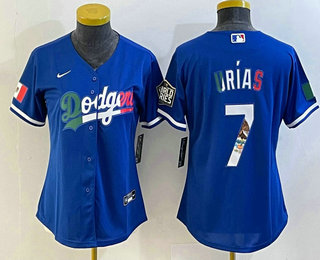 Women's Los Angeles Dodgers #7 Julio Urias Blue 2020 World Series Cool Base Nike Jersey 001