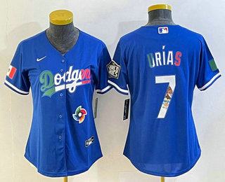 Women's Los Angeles Dodgers #7 Julio Urias Blue 2020 World Series Cool Base Nike Jersey 002